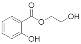 Structural formular Ethyleneglycolsalicylate (Glycolsalicylate, 2-Hydroxyethylsalicylate) an anti-inflammatory against rheumatical disturbances