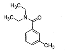 Diethyltoluamide (N,N Diethyl-m-Toluamide, DEET) structural formular
